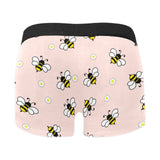 Cute bee flower pattern pink background Men's All Over Print Boxer Briefs Men's Underwear