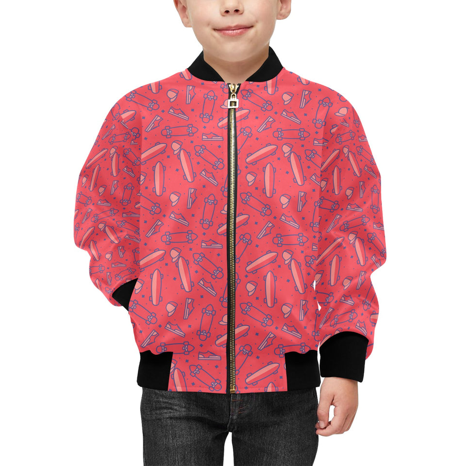 Skate Board Pattern Print Design 01 Kids' Boys' Girls' Bomber Jacket