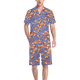 Clown Fish Pattern Print Design 04 Men's V-Neck Short Pajama Set