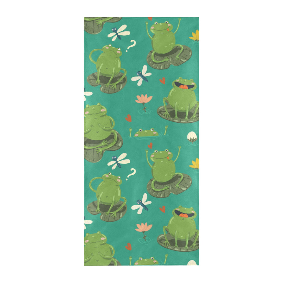 Cute frog dragonfly design pattern Beach Towel