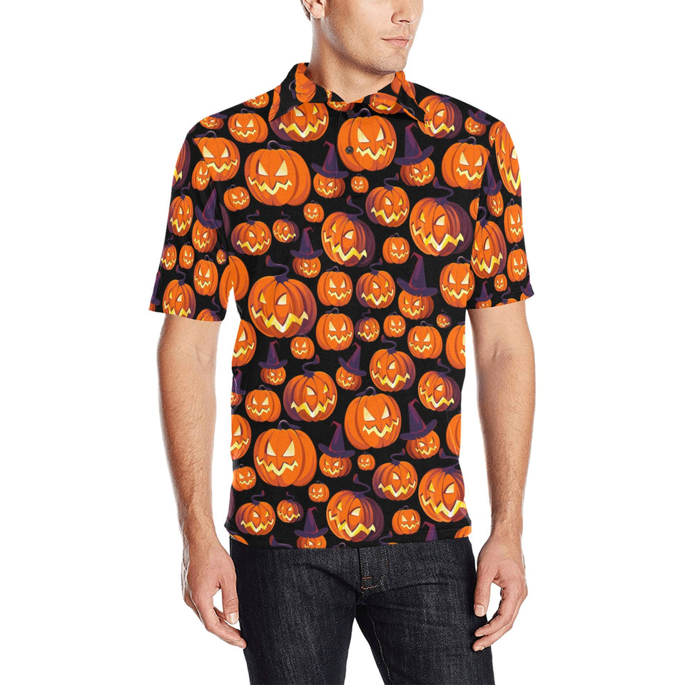 Halloween Pumpkin pattern Men's All Over Print Polo Shirt