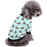 Horses running horses rider pattern All Over Print Pet Dog Round Neck Fuzzy Shirt