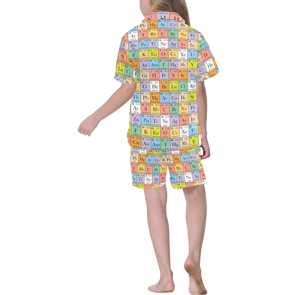 Chemistry Periodic Table Pattern Print Design 01 Kids' Boys' Girls' V-Neck Short Pajama Set