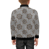 nautical wood steering wheel pattern Kids' Boys' Girls' Bomber Jacket