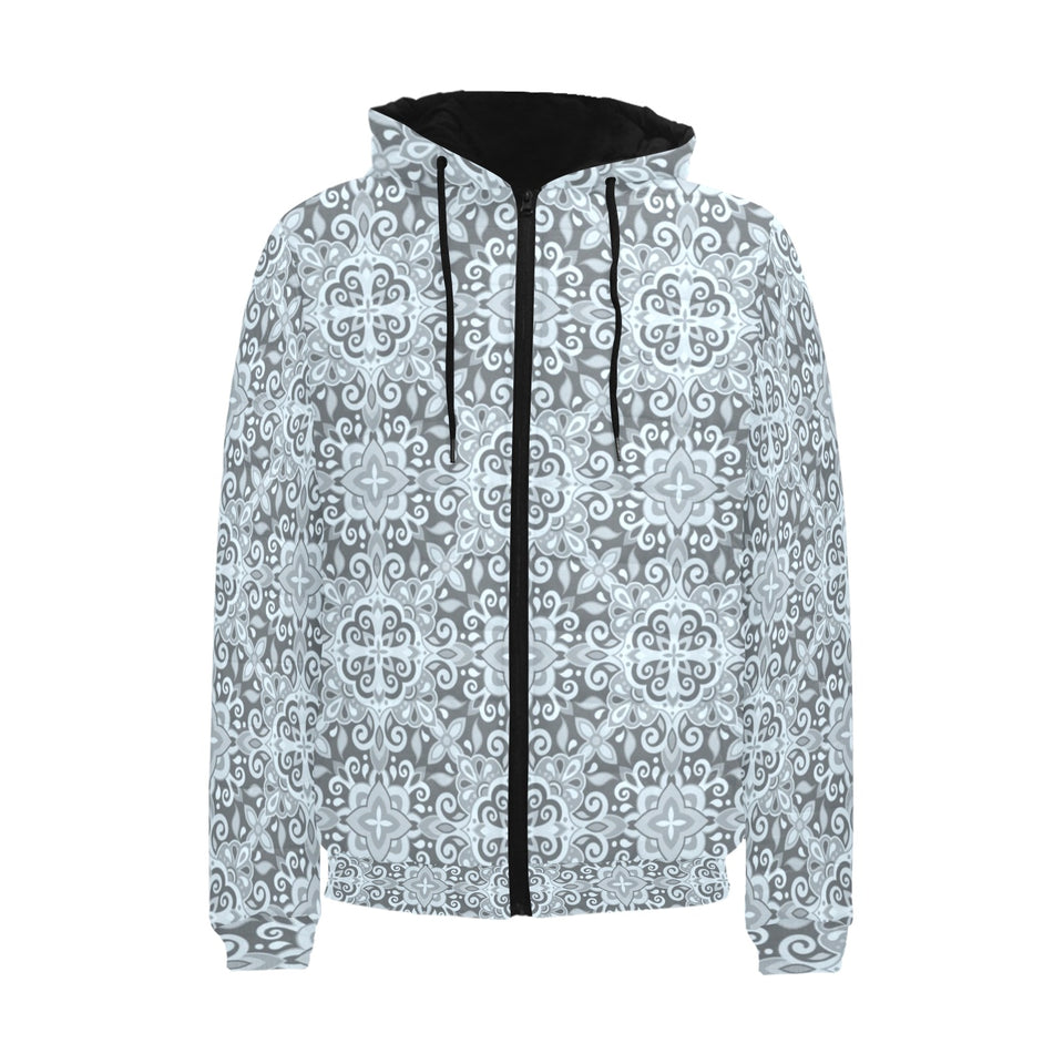 Traditional indian element pattern Men's Padded Hooded Jacket