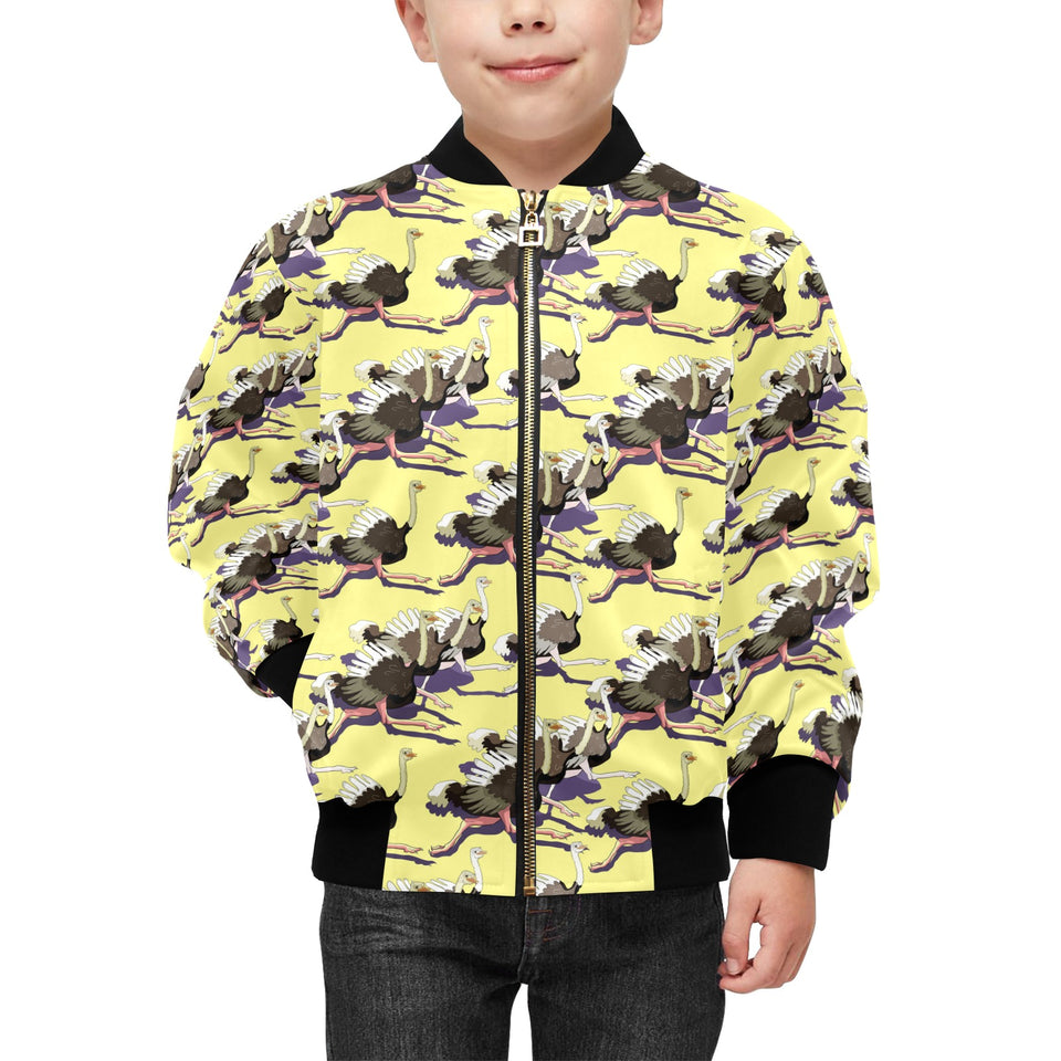 Ostrich Pattern Print Design 04 Kids' Boys' Girls' Bomber Jacket