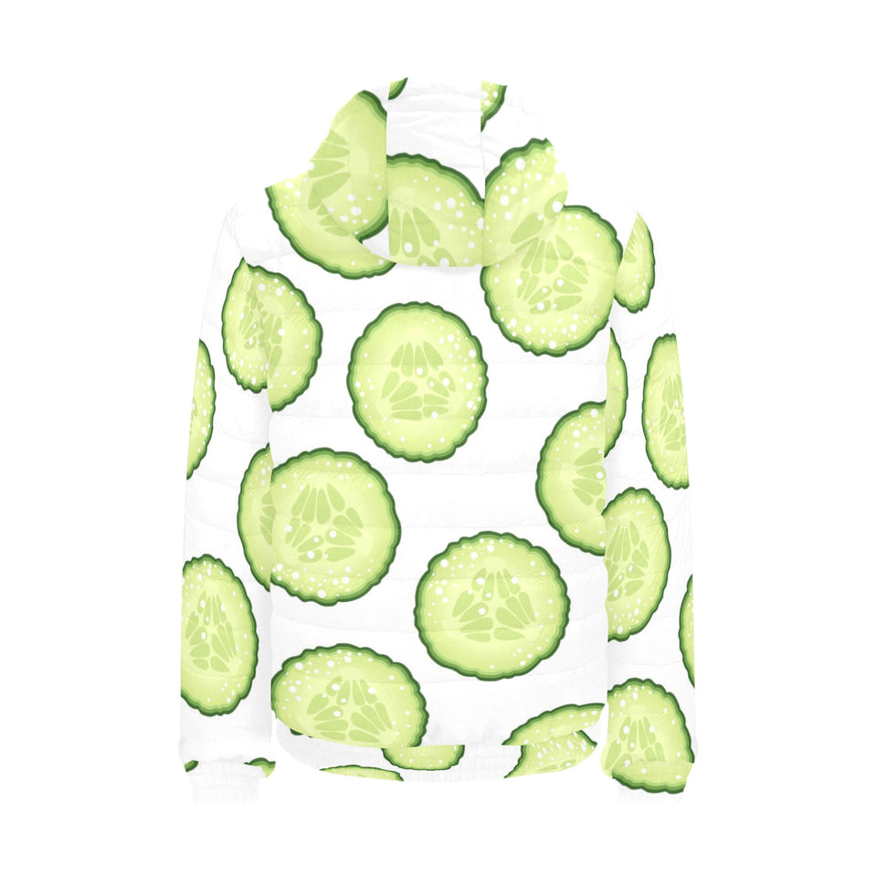 Cucumber slices pattern Men's Padded Hooded Jacket
