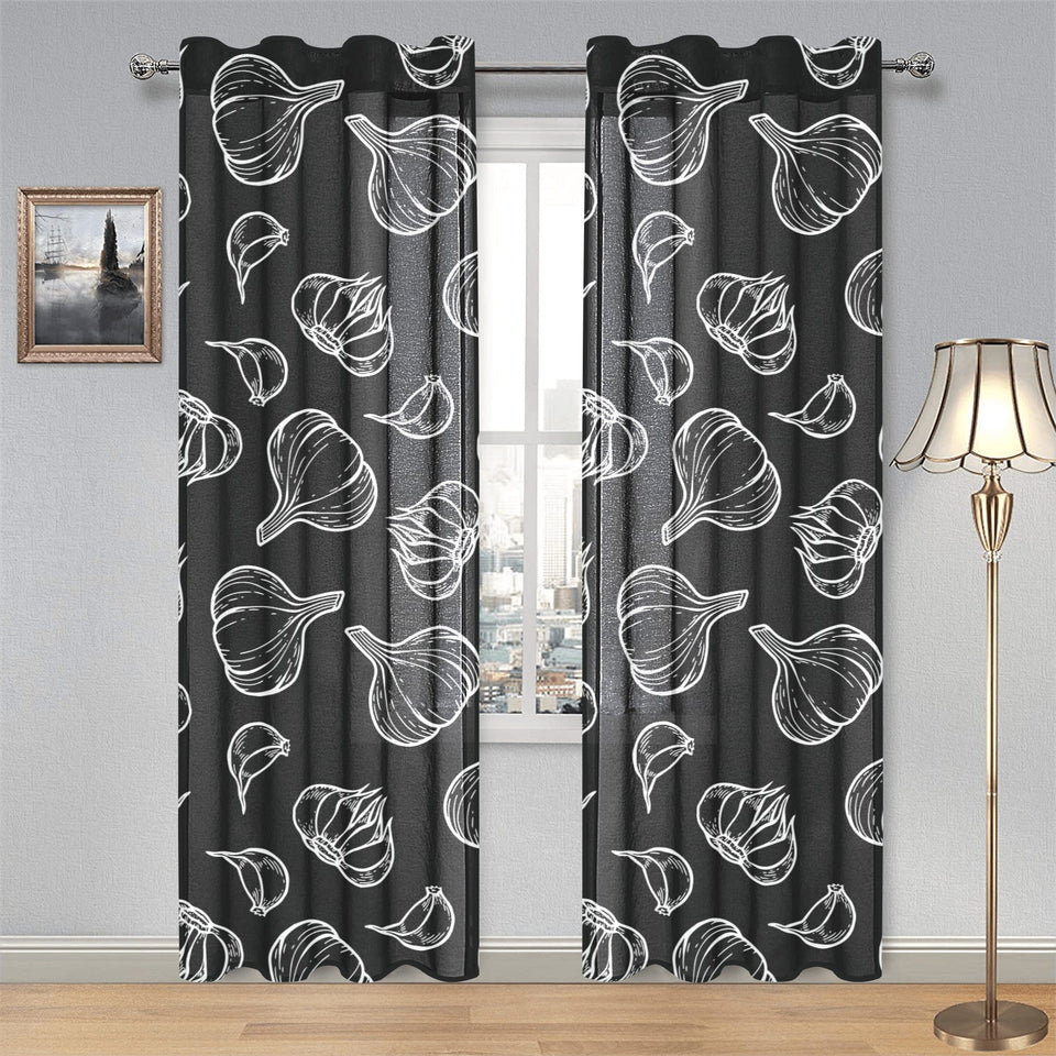 Garlic pattern black background Gauze Curtain