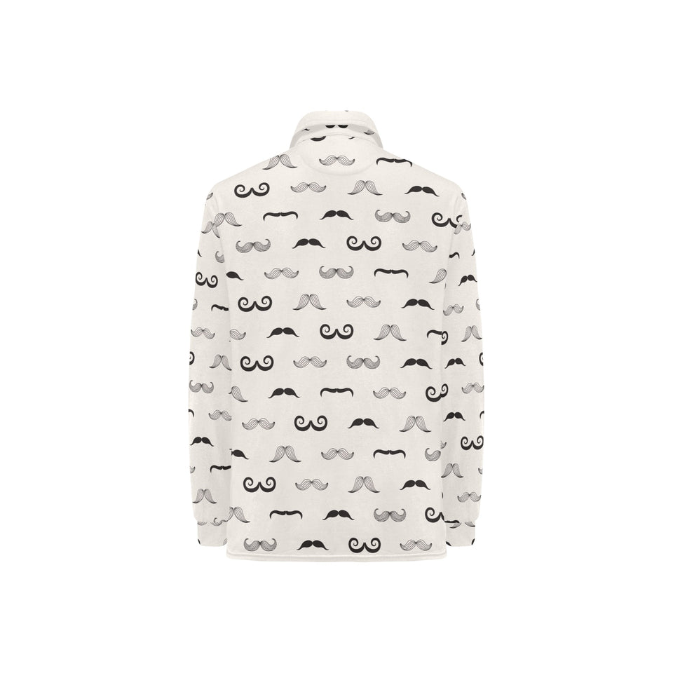 Mustache Beard Pattern Print Design 05 Women's Long Sleeve Polo Shirt