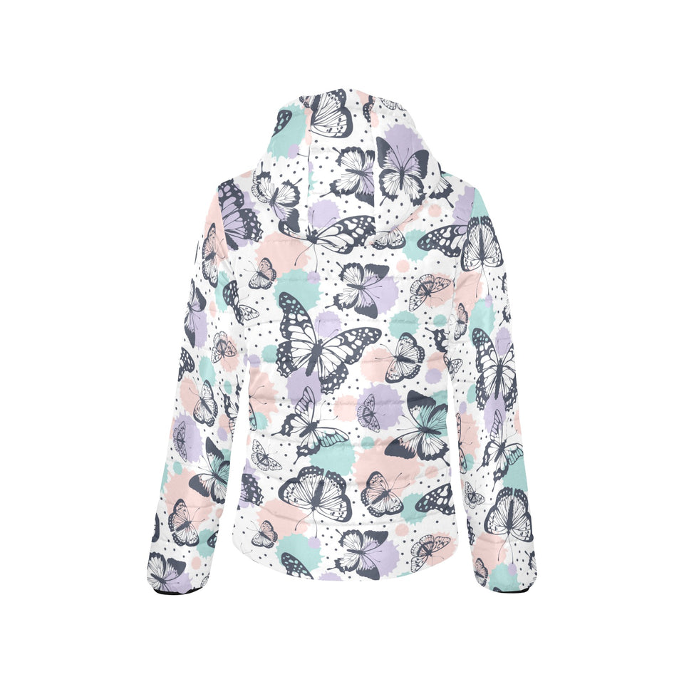 Butterfly pattern Women's Padded Hooded Jacket