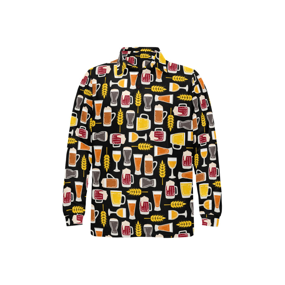 Beer type pattern Men's Long Sleeve Polo Shirt