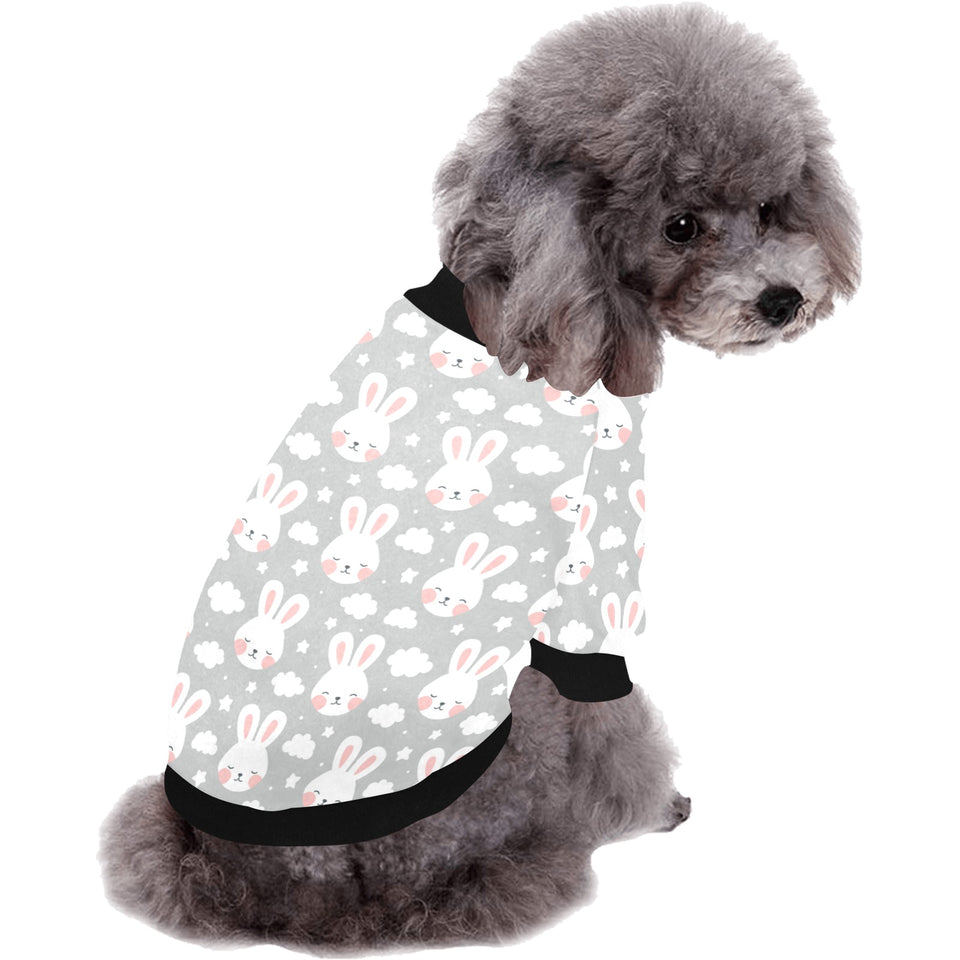 Rabbit cloud Pattern All Over Print Pet Dog Round Neck Fuzzy Shirt
