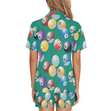 Billiard Ball Pattern Print Design 01 Women's V-Neck Short Pajama Set