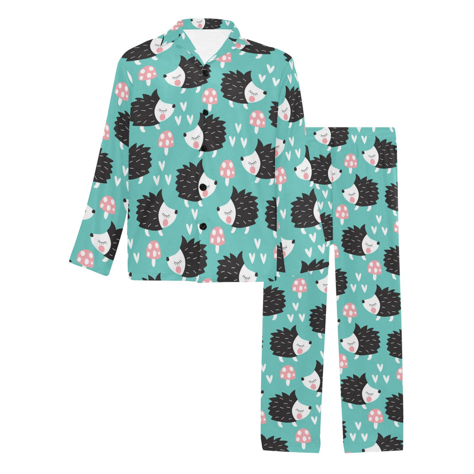 Hedgehog Pattern Print Design 03 Men's Long Pajama Set
