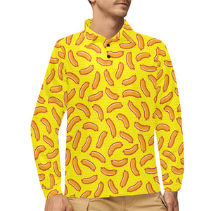 Sausage Pattern Print Design 01 Men's Long Sleeve Polo Shirt