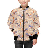 Cute rooster chicken cock floral ornament backgrou Kids' Boys' Girls' Bomber Jacket