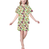 Paassion fruit pattern Kids' Boys' Girls' V-Neck Short Pajama Set