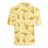 Saxophone cornet pattern yellow background Men's All Over Print Polo Shirt