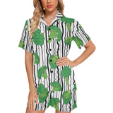 Cool Broccoli pattern Women's V-Neck Short Pajama Set