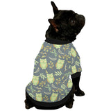 Cute owls leaves pattern All Over Print Pet Dog Round Neck Fuzzy Shirt