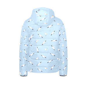 Seagull Pattern Print Design 02 Kids' Boys' Girls' Padded Hooded Jacket