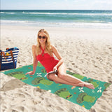Cute frog dragonfly design pattern Beach Towel
