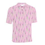 Lavender pattern pink background Men's All Over Print Polo Shirt