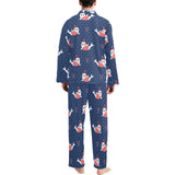 Cute sea lion seal christmas hat candy cane heart Men's Long Pajama Set