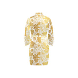 Gold grape pattern Men's Long Sleeve Belted Night Robe