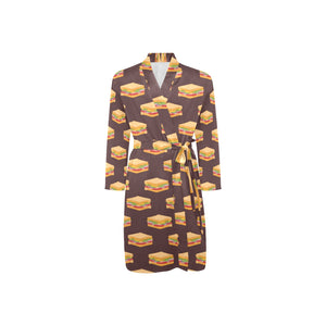 Sandwich Pattern Print Design 04 Men's Long Sleeve Belted Night Robe