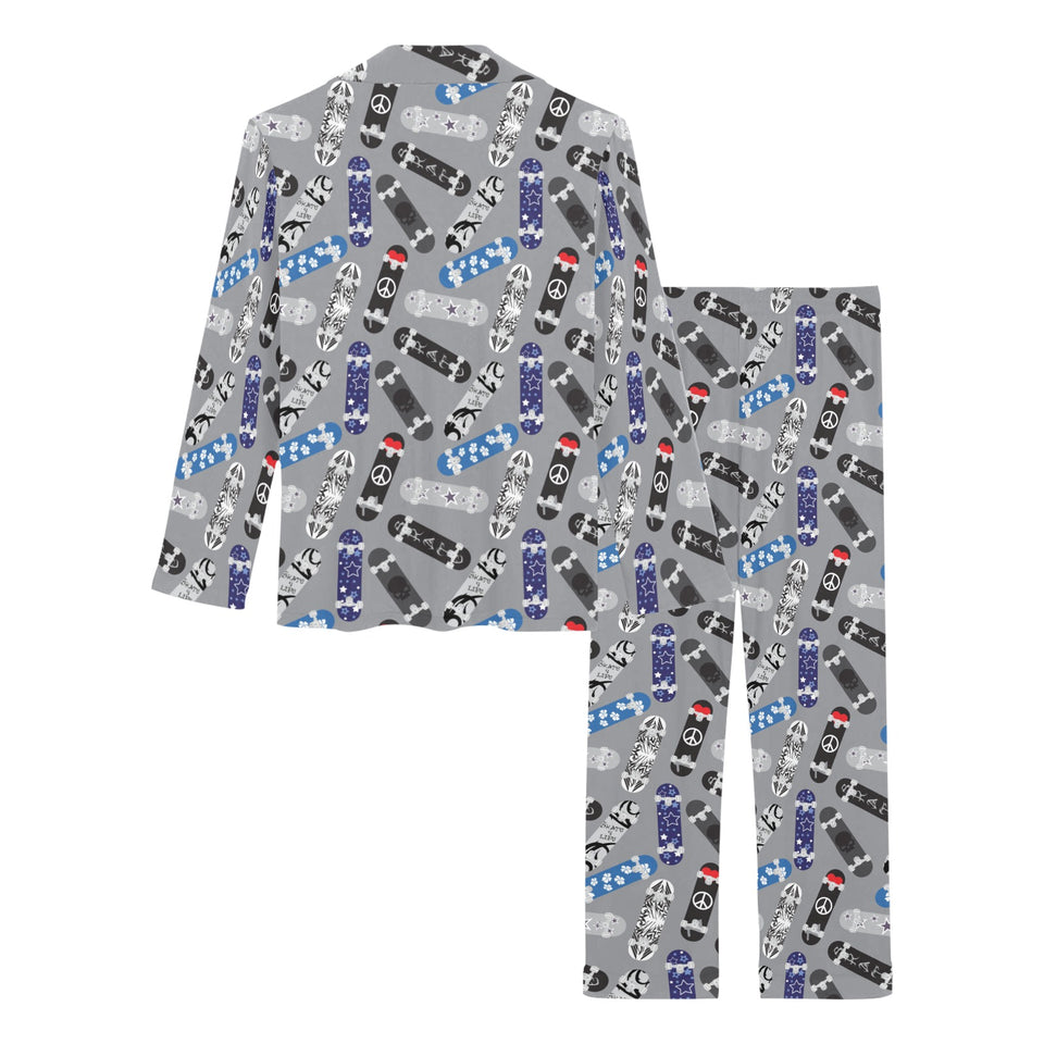 Skate Board Pattern Print Design 03 Women's Long Pajama Set