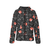 fox sleeping fox pattern Women's Padded Hooded Jacket