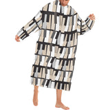 Piano Pattern Print Design 04 Blanket Robe with Sleeves