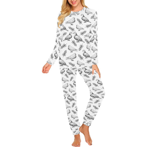 Pigeon Pattern Print Design 05 Women's All Over Print Pajama Set