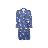 Seagull Pattern Print Design 03 Men's Long Sleeve Belted Night Robe