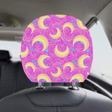 Moon pink rose background Car Headrest Cover