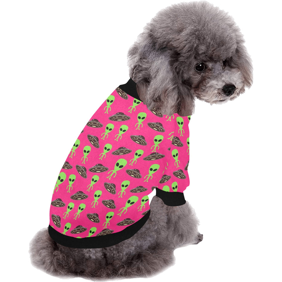 Alien Pattern Print Design 03 All Over Print Pet Dog Round Neck Fuzzy Shirt