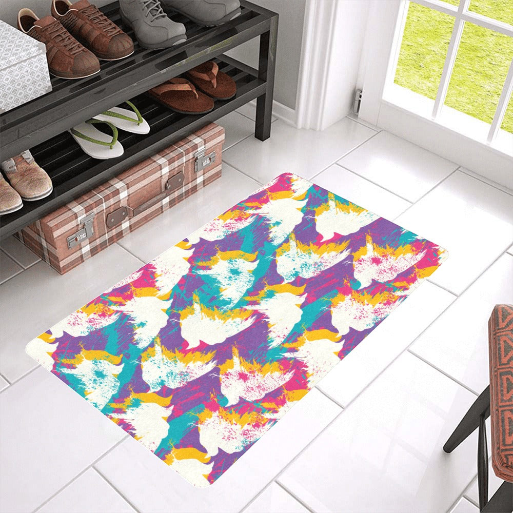 Colorful crow illustration pattern Doormat