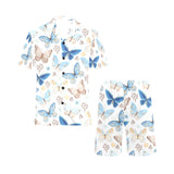 blue butterfly pattern Men's V-Neck Short Pajama Set