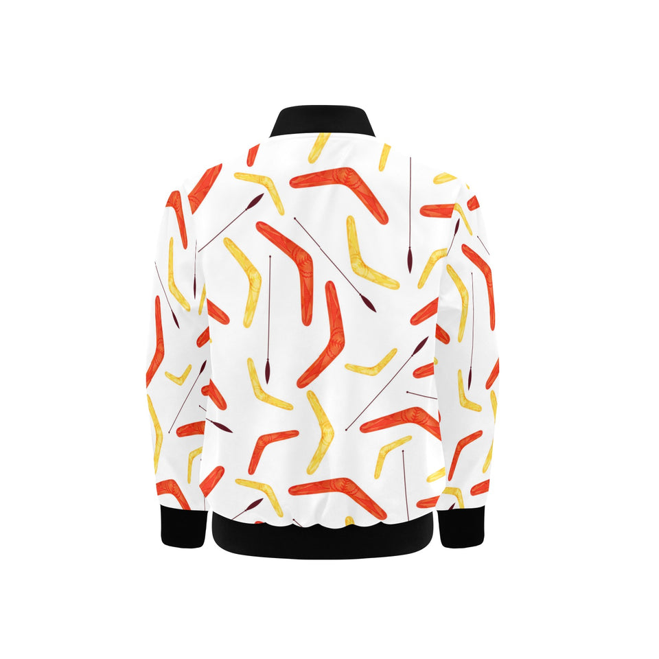 Waterclor boomerang Australian aboriginal ornament Kids' Boys' Girls' Bomber Jacket
