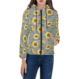 sunflowers ribbon background Women's Padded Hooded Jacket