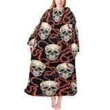 Red snake skull pattern Blanket Robe with Sleeves