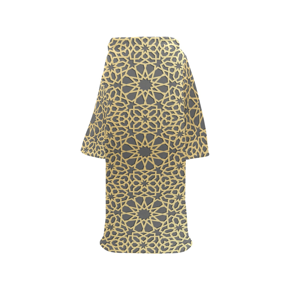 arabic star gold pattern Blanket Robe with Sleeves