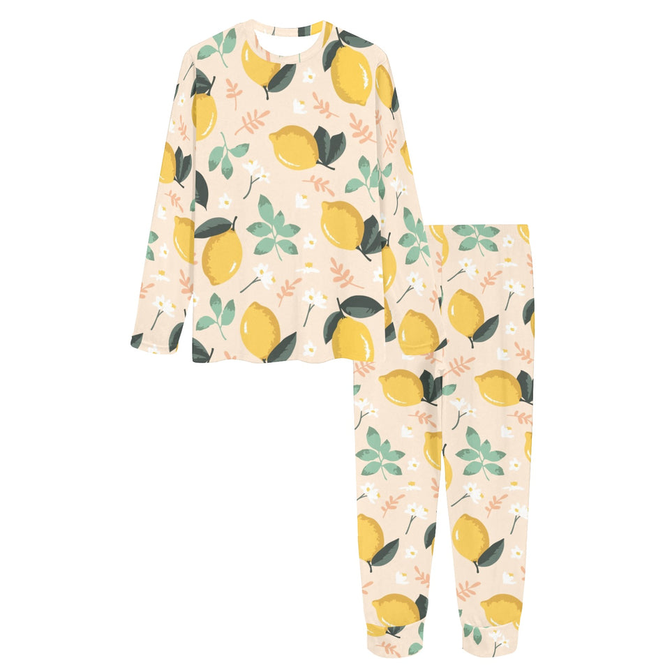 lemon flower leave pattern Women's All Over Print Pajama Set