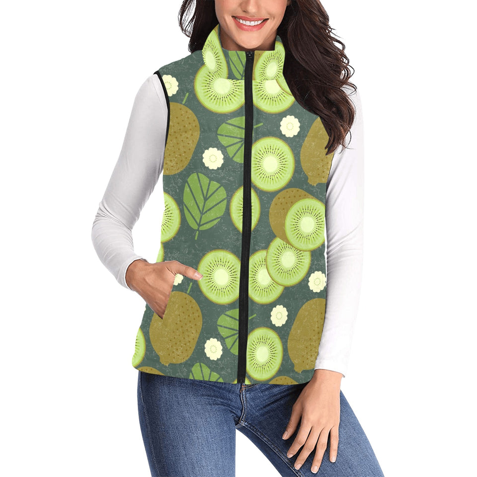 Whole sliced kiwi leave and flower Women's Padded Vest