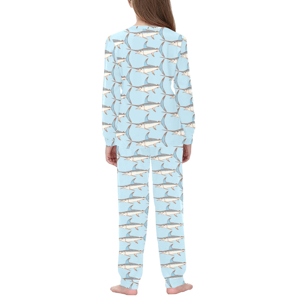 Swordfish Pattern Print Design 01 Kids' Boys' Girls' All Over Print Pajama Set