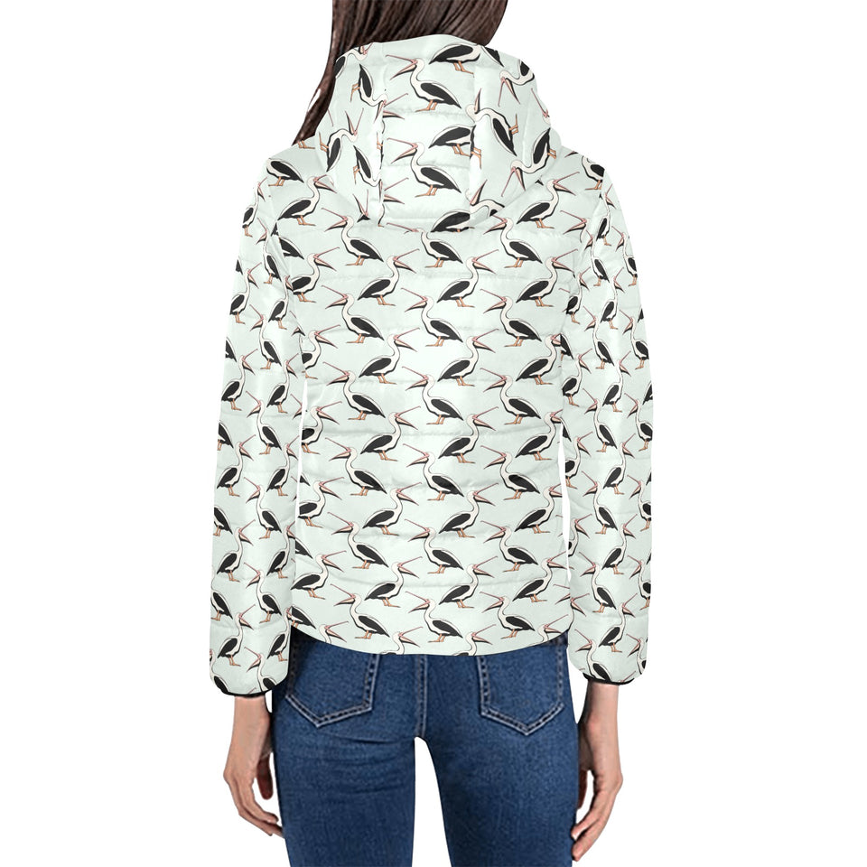 Pelican Pattern Print Design 02 Women's Padded Hooded Jacket