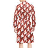 Fire flame symbol design pattern Men's Long Sleeve Belted Night Robe