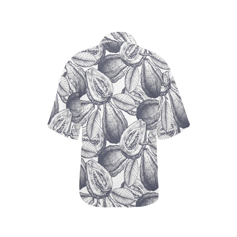 Guava tropical hand drawn pattern Women's All Over Print Hawaiian Shirt