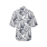 Guava tropical hand drawn pattern Women's All Over Print Hawaiian Shirt